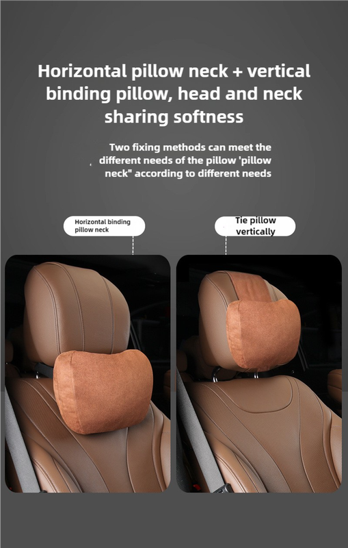Coffee/Brown Luxury Eco-Friendly Suede Car Headrest and Lumbar Cushion Set – Ergonomic Support, All-Season Comfort, Adjustable Straps, and Durable Design for Cars, Office, and Home Use